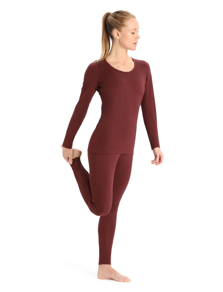 Une pièce Icebreaker Merino 200 Oasis Long Sleeve Scoop Neck Thermal Top Femme Rouge | FR 1773AHKP